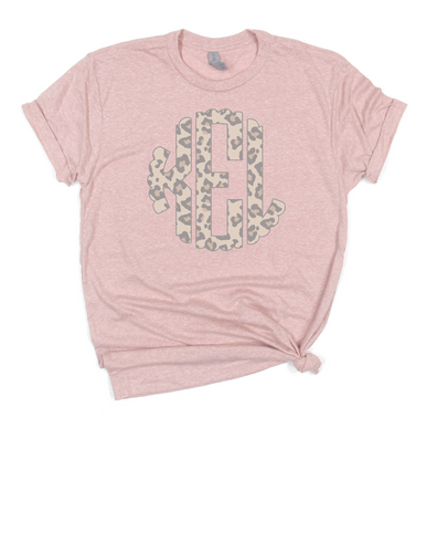Vintage Style Leopard Print Monogram Tee