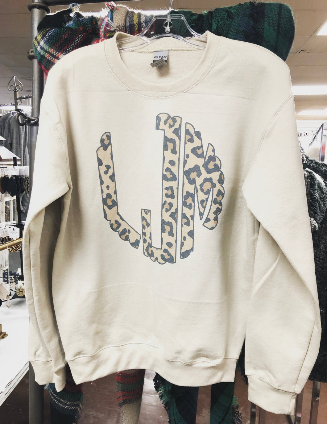 Monogram Sweatshirt Crewneck Sweatshirt Leopard Monogram 