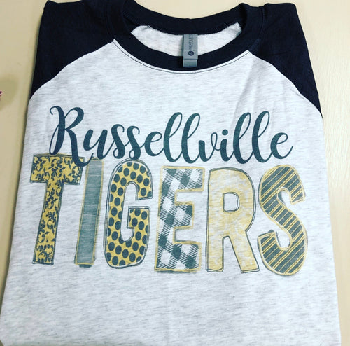 Vintage Style Russellville Tigers Doodle