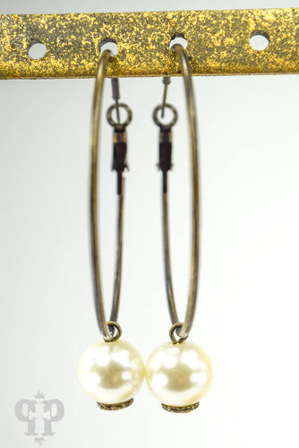 Pearl Bronze Hoop Earrings